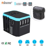5 USB Universal Travel Adapter Power Adapter Charger Worldwide Wall Electric Plugs Sockets Converter for Mobile phones