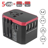 5 USB Universal Travel Adapter Power Adapter Charger Worldwide Wall Electric Plugs Sockets Converter for Mobile phones