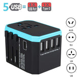 5 USB Universal Travel Adapter Power Adapter Charger Worldwide Wall Electric Plugs Sockets Converter for Mobile phones