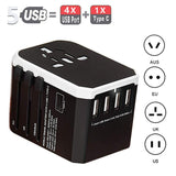 5 USB Universal Travel Adapter Power Adapter Charger Worldwide Wall Electric Plugs Sockets Converter for Mobile phones