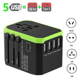 5 USB Universal Travel Adapter Power Adapter Charger Worldwide Wall Electric Plugs Sockets Converter for Mobile phones