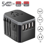 5 USB Universal Travel Adapter Power Adapter Charger Worldwide Wall Electric Plugs Sockets Converter for Mobile phones