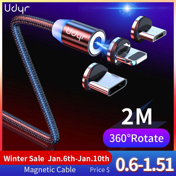 Udyr 1m, 2m Magnetic Cable Micro USB Type C Cable For iPhone Samsung Fast Charging Magnetic Charger USB Cables